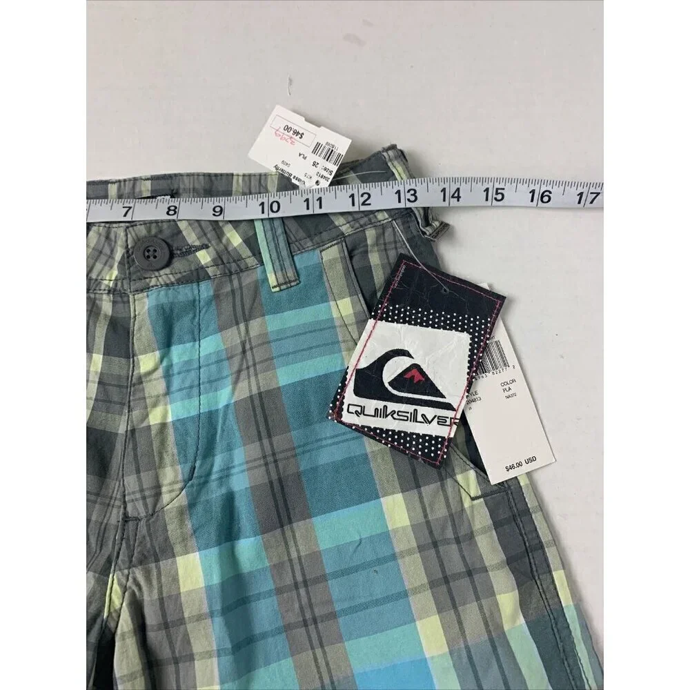 Quiksilver Mammoth Shorts Men's 25 Plaid Cotton Lightweight Blue Gray